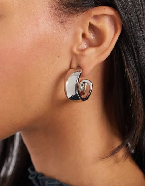 Серебристые серьги-кольца 30 мм ASOS DESIGN-Серебряный