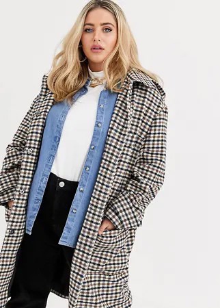 Дафлкот в клетку ASOS DESIGN Curve-Мульти