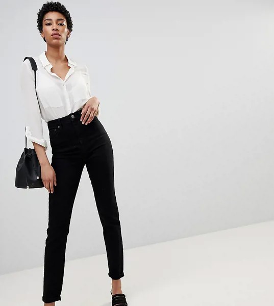 Черные джинсы слим в винтажном стиле с завышенной талией ASOS DESIGN Tall - Farleigh-Черный цвет