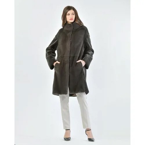 Пальто Gabriel Pisani, норка, силуэт прямой, размер 44, серый