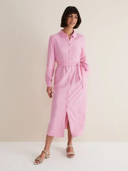 Phase Eight Простое платье-рубашка Rosalina из смесового льна, розовое