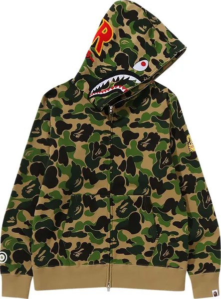 Худи BAPE ABC Camo Shark Full Zip 'Green', зеленый