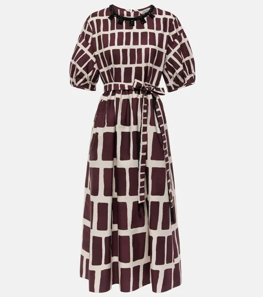 Платье миди из хлопкового поплина с принтом 'S Max Mara, мультиколор