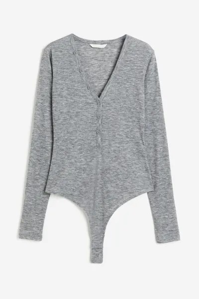 Боди H&M Ribbed Thong, серый
