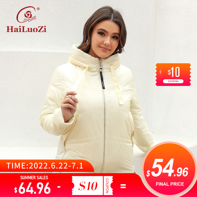 Куртка HaiLuoZi Женская на весну-осень, Повседневная модная куртка большого размера с боковой молнией, короткая стеганая парка, теплая одежда с ...