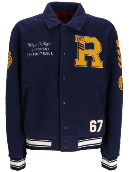 Polo Ralph Lauren куртка-бомбер с нашивками, синий