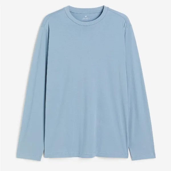 Лонгслив H&M Regular Fit Jersey, синий