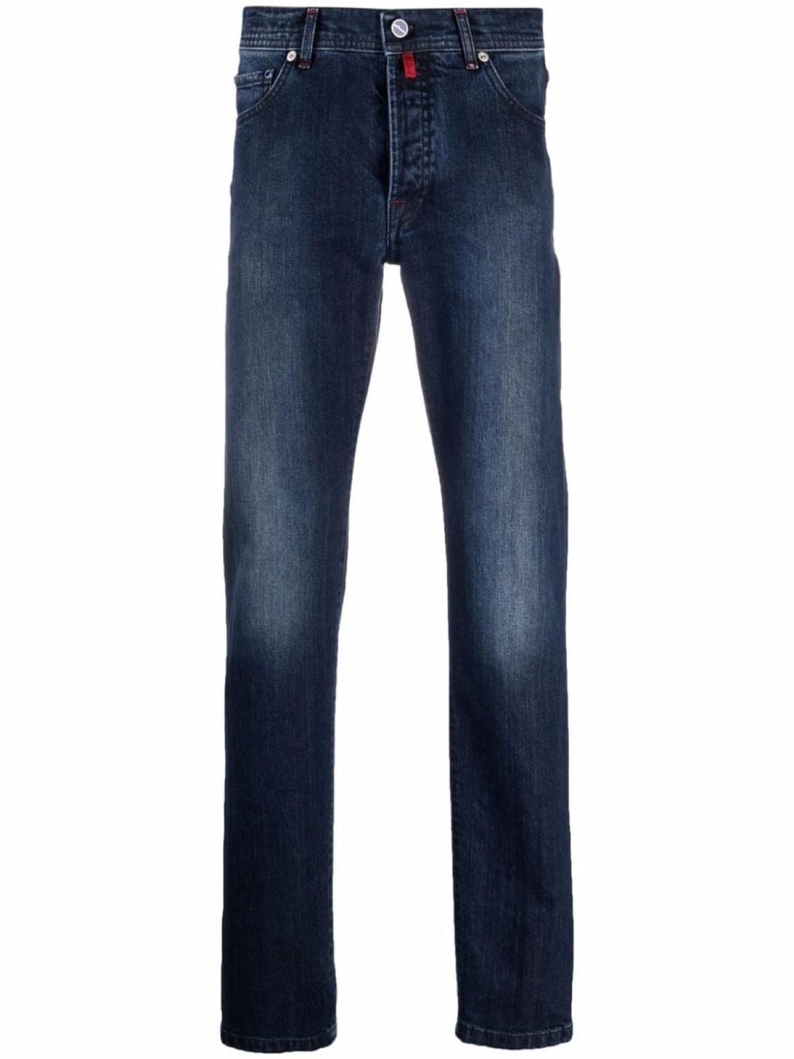 Kiton прямые джинсы с эффектом потертости, синий