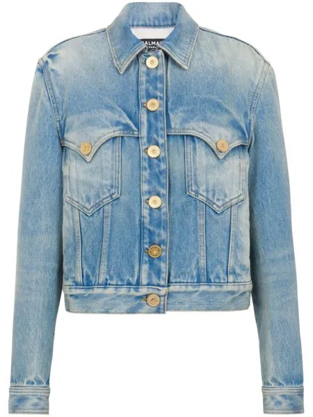 Balmain джинсовая куртка с эффектом потертости, синий