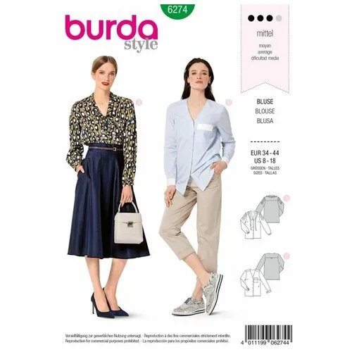 Выкройка Женская (блузы-топы-туники) Burda 6274