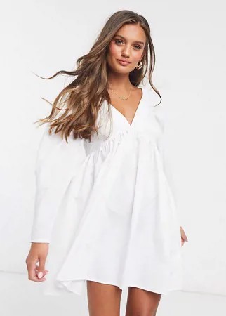 Белое платье мини в стиле бэби-долл ASOS DESIGN Petite-Белый