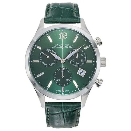 Наручные часы Mathey-Tissot Швейцарские наручные часы Mathey-Tissot H411CHALV с хронографом, зеленый