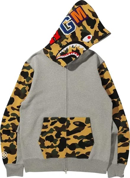 Худи BAPE 1st Camo Shark Full Zip Hoodie 'Grey', серый