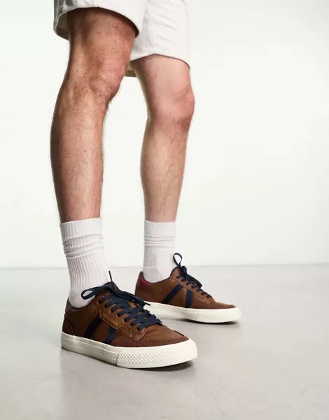 Коричневые кроссовки из искусственной кожи с контрастными вставками Jack & Jones