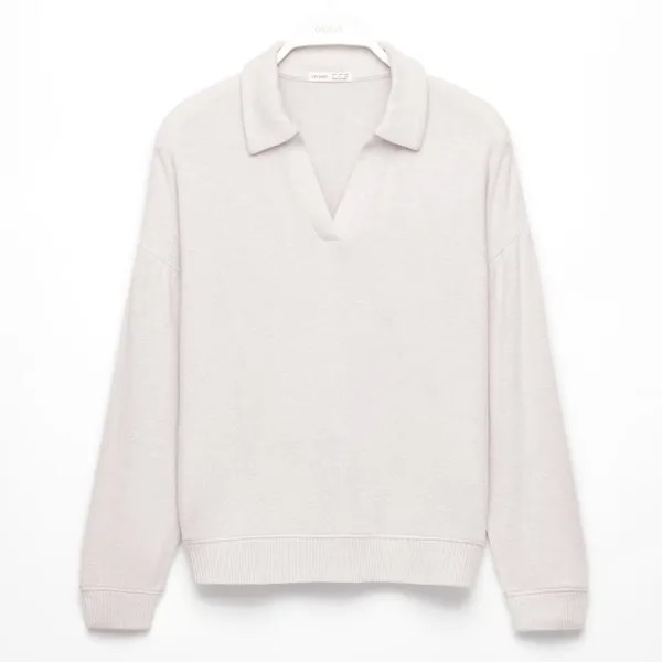 Пижамная толстовка Oysho Long-sleeved Brushed Polo Collar, песочный меланж