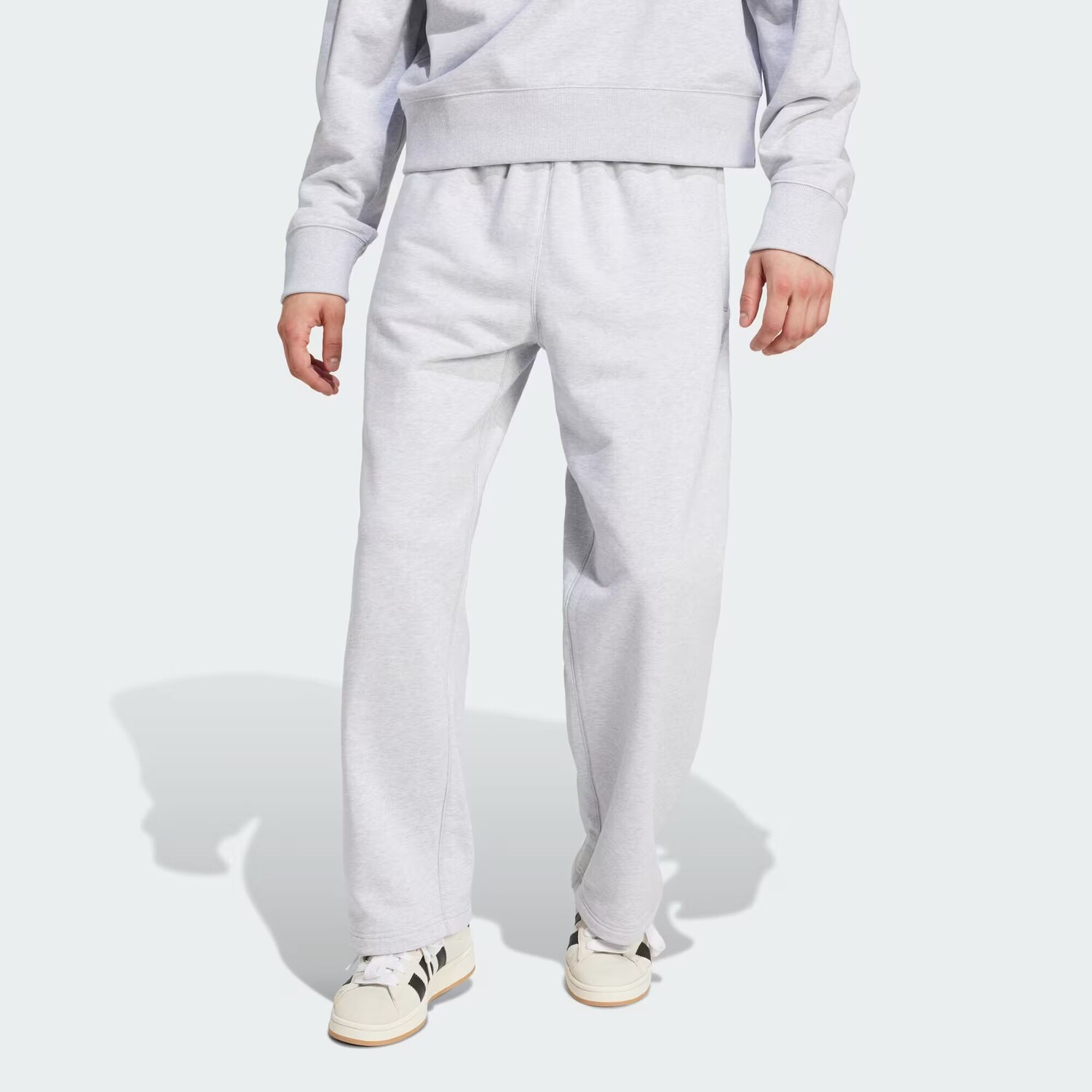 Джоггеры Premium Essentials с открытым подолом Adidas, цвет Light Grey Heather