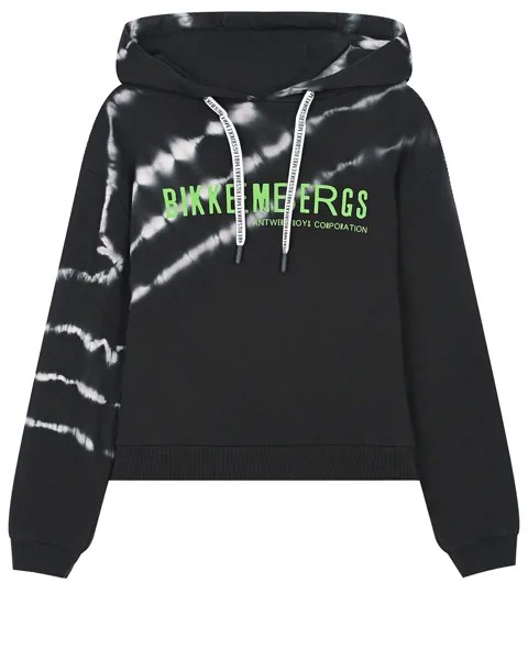 Черная толстовка-худи с принтом tie-dye Bikkembergs детская
