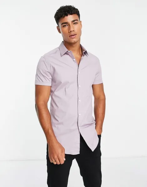 Светло-лиловая рубашка скинни ASOS DESIGN