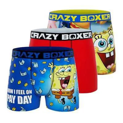 CRAZY BOXER 3Pk Sponge Bob Pay Day Briefs Мужские красные спортивные повседневные CBSPB0103X3D5
