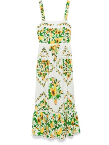 FARM Rio платье макси Papaya Salad Scarf, белый