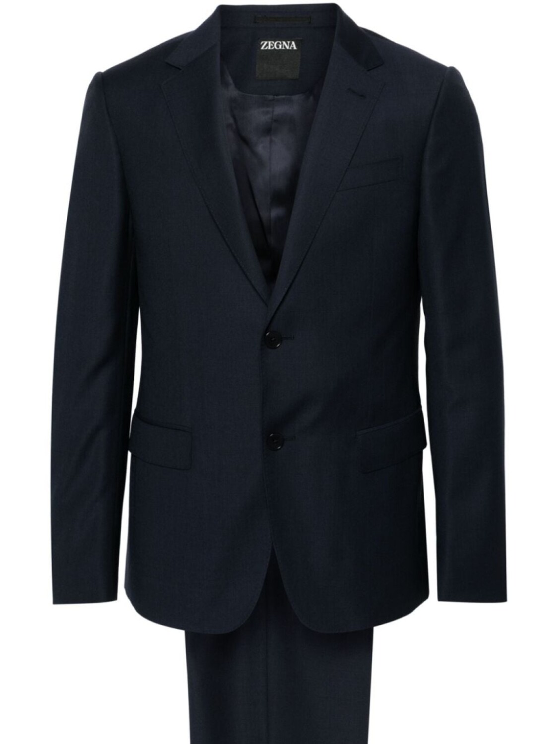 Zegna шерстяной костюм с однобортным пиджаком, синий
