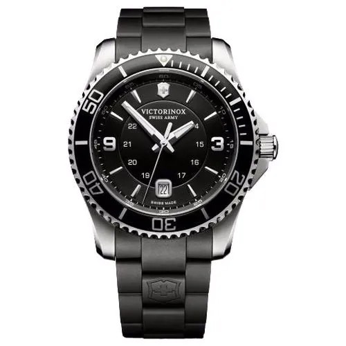 Наручные часы VICTORINOX мужские V241698 кварцевые, водонепроницаемые, индикатор запаса хода, подсветка стрелок, антибликовое покрытие стекла, черный