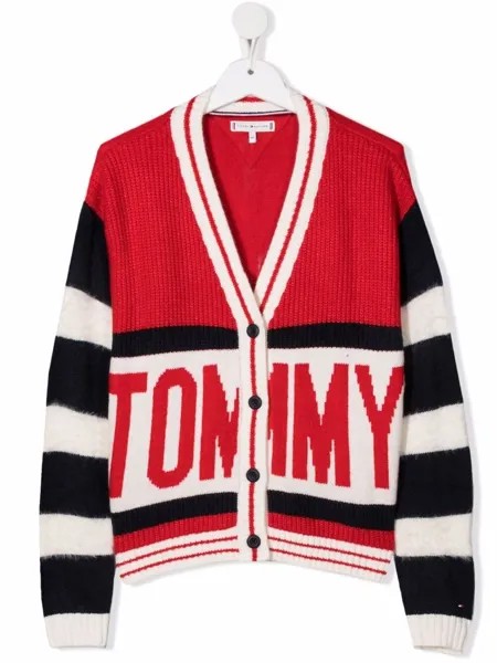 Tommy Hilfiger Junior кардиган в стиле колор-блок с логотипом