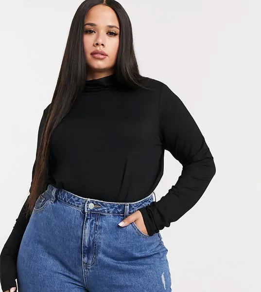 Черная водолазка ASOS DESIGN Curve-Черный цвет