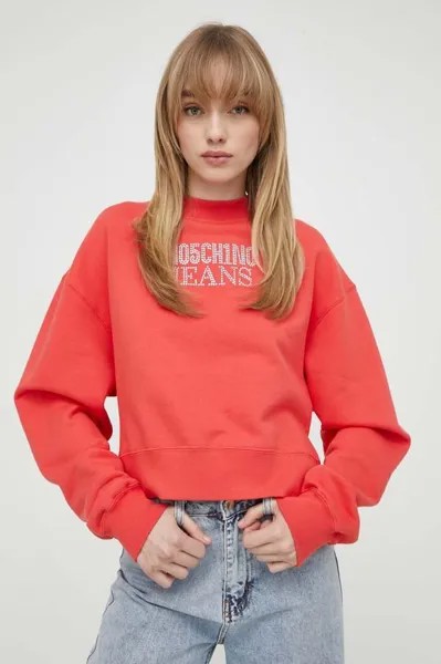 Хлопковая толстовка Moschino Jeans, красный