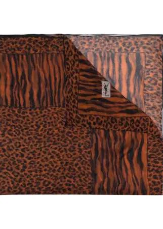 Yves Saint Laurent Pre-Owned полупрозрачный платок с леопардовым принтом
