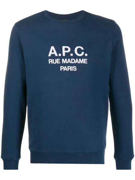 A.P.C. толстовка с вышитым логотипом, синий