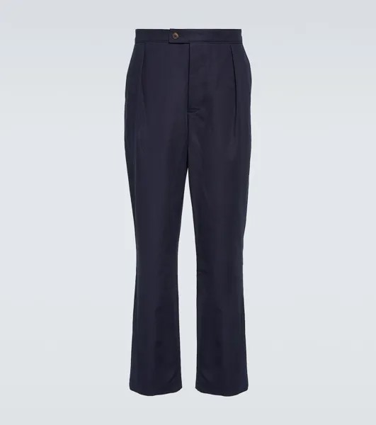 Плиссированные брюки из хлопка и льна King & Tuckfield, синий