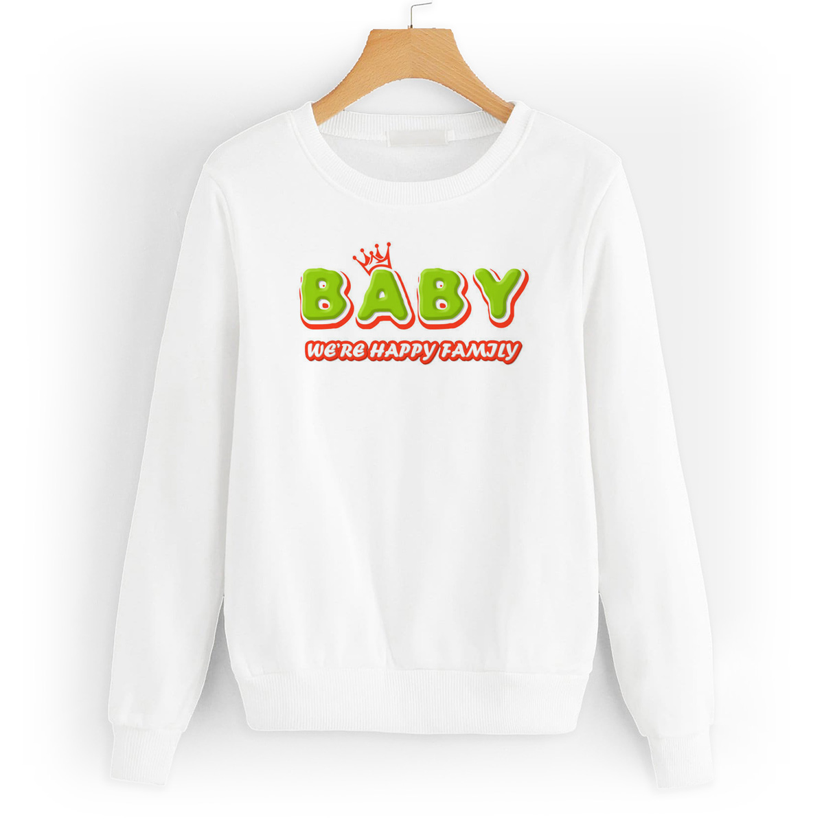 Свитшот белый CoolPodarok Прикол. Семья. Baby were happy family
