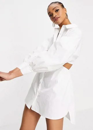 Белое платье-рубашка мини с вырезами по бокам Ghospell-Белый