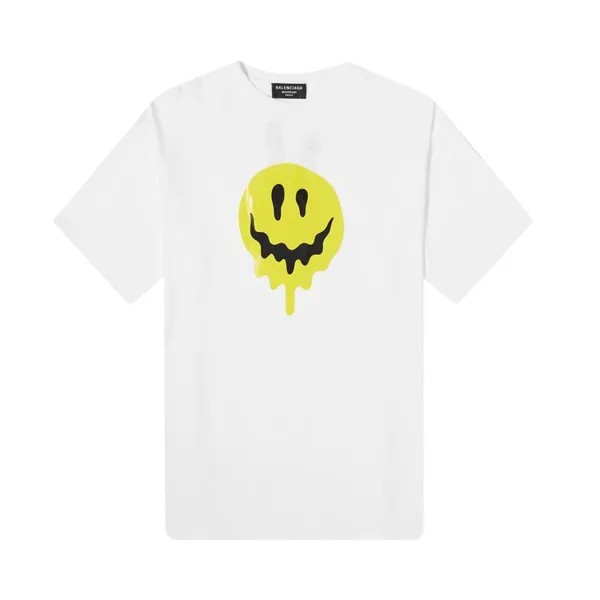 Футболка Balenciaga Large Fit Smiley T-Shirt 'White/Yellow/White', белый