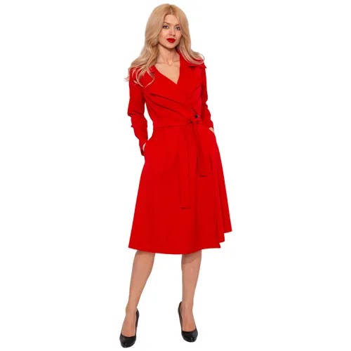 Платье-пиджак ONateJ, креп, повседневное, полуприлегающее, миди, карманы, размер 48-50, красный