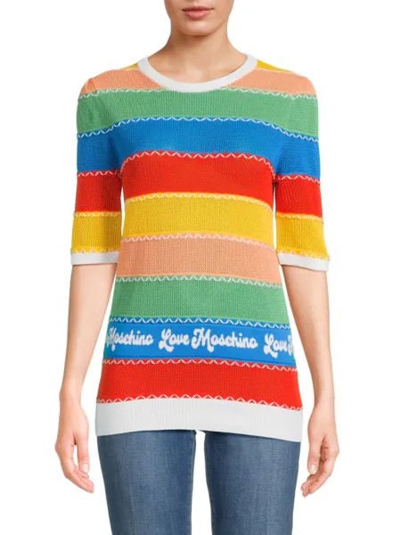 Свитер в полоску с вышивкой Love Moschino, цвет Multicolor