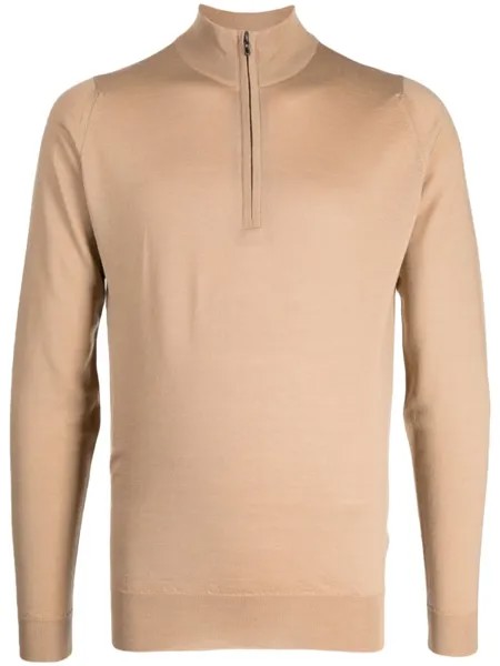 John Smedley джемпер Barrow на молнии, коричневый