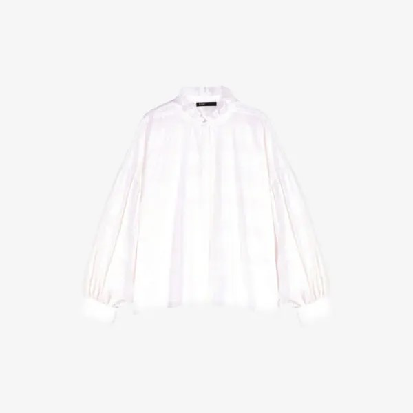 Хлопковая блузка Chery с оборкой и вышивкой Maje, цвет blanc