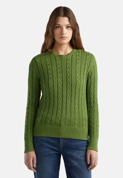 Джемпер CABLE KNIT United Colors of Benetton, зеленый