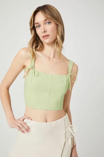 Укороченная майка с завязками Forever 21, зеленый