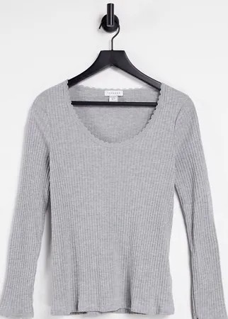 Серый ажурный лонгслив с кружевной отделкой Topshop Maternity