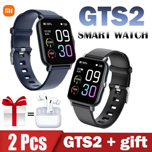 Новинка 2022, умные часы Xiaomi, 2 шт., подарок GTS2, цифровые умные спортивные часы, женские светодиодные электронные наручные часы, Bluetooth, фитнес-ча...