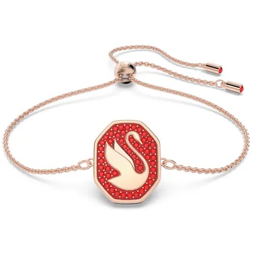 Браслет SWAROVSKI, кристаллы Swarovski, размер 24 см, красный, золотистый