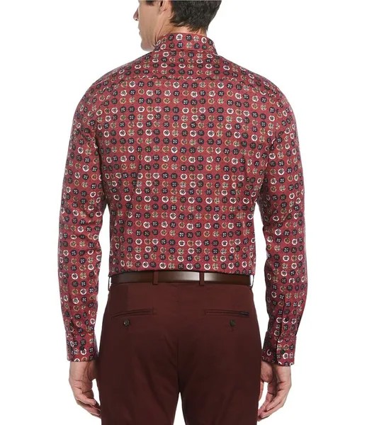 Рубашка из эластичной ткани с длинными рукавами и принтом Perry Ellis Big & Tall, красный