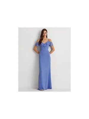 RALPH LAUREN Женское светло-голубое вечернее платье с V-образным вырезом на спине и короткими рукавами 16