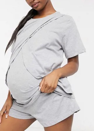 Пижамные шорты серого меланжевого цвета ASOS DESIGN Maternity Выбирай и Комбинируй-Серый