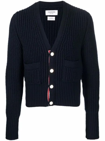 Thom Browne кашемировый кардиган с накладными карманами, синий