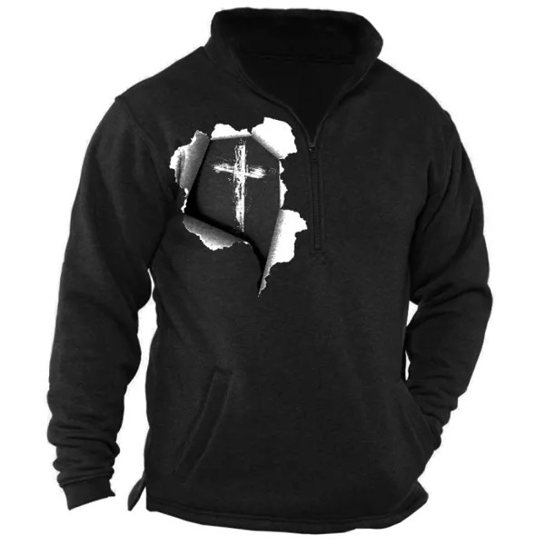 Мужская водолазка на молнии с принтом Cross Faith