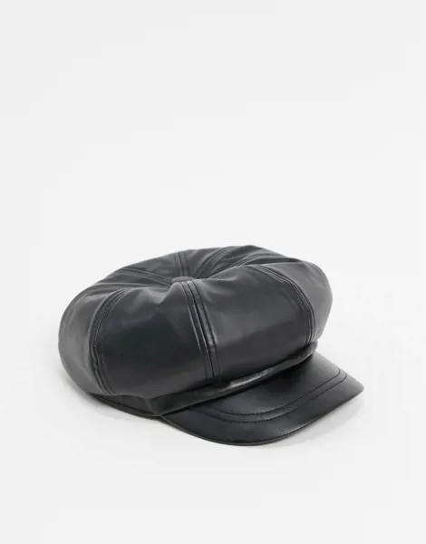 Черная полиуретановая кепка ASOS DESIGN-Черный цвет